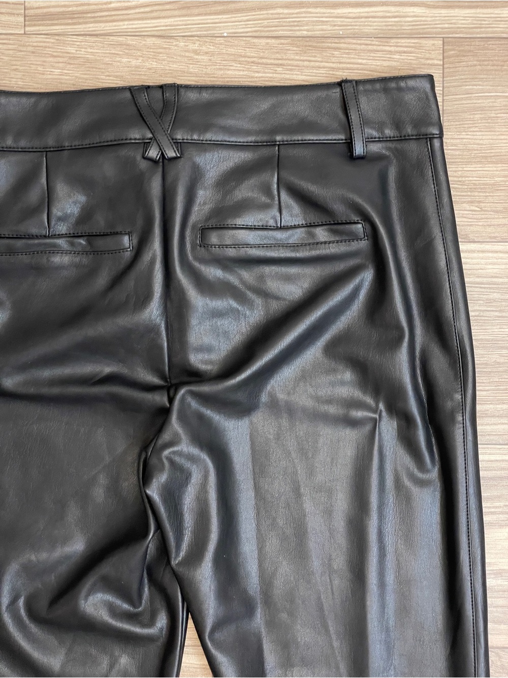 Maeve by Anthropologie Black Faux Leather High Waisted Kick Crop Pants - Picture 15 of 15